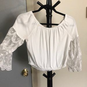 off the shoulder white crop top